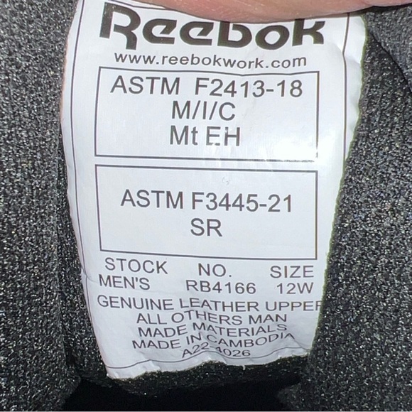 REEBOK RB4166 WORK MEN'S HIGH TOP CUSHGUARD BLACK/BLUE BOOTS Size 12W - Picture 11 of 11